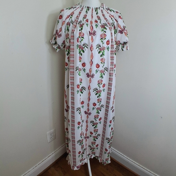 Hill House The Caroline Nap Dress Red Shell Vine Cotton  Size X- Small - Picture 3 of 11